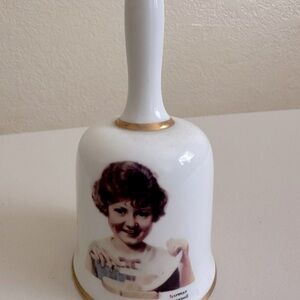 Vintage Norman Rockwell Ceramic Bell with Gold Accents